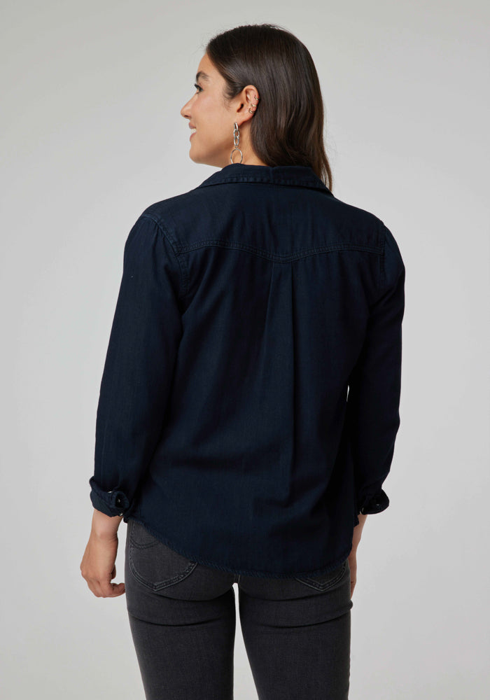 Camisa Mujer Regular Western Black Washed