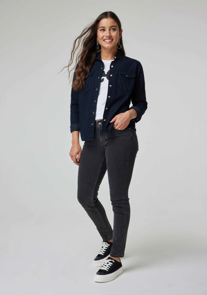 Camisa Mujer Regular Western Black Washed