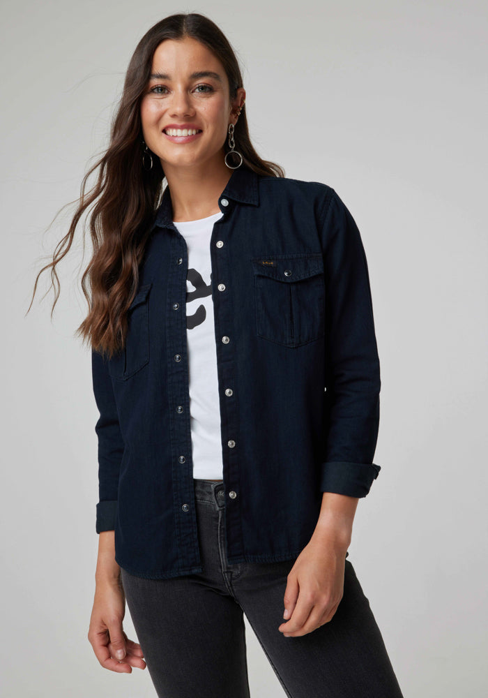 Camisa Mujer Regular Western Black Washed