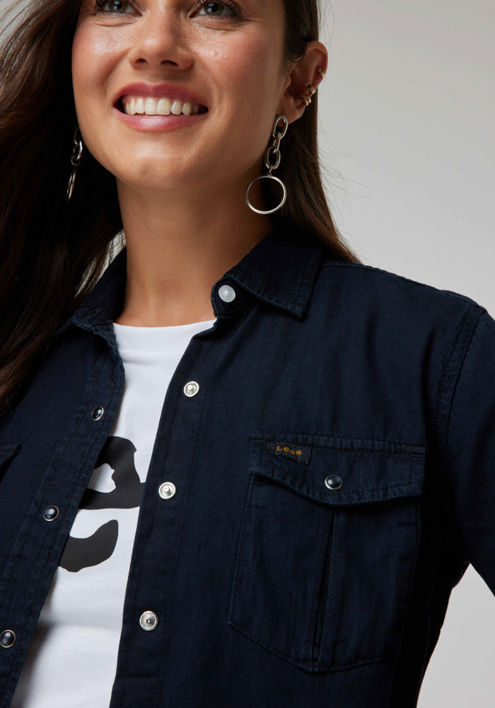 Camisa Mujer Regular Western Black Washed