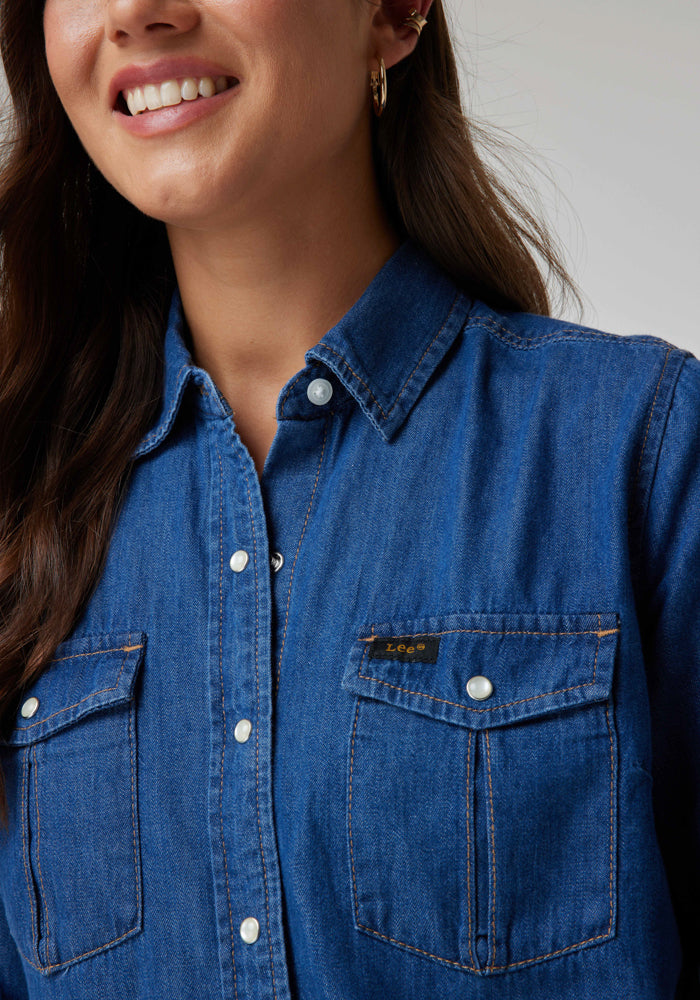 Camisa Mujer Regular Western Blue Wash