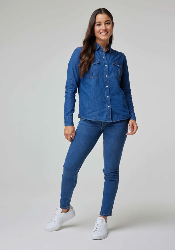 Camisa Mujer Regular Western Blue Wash