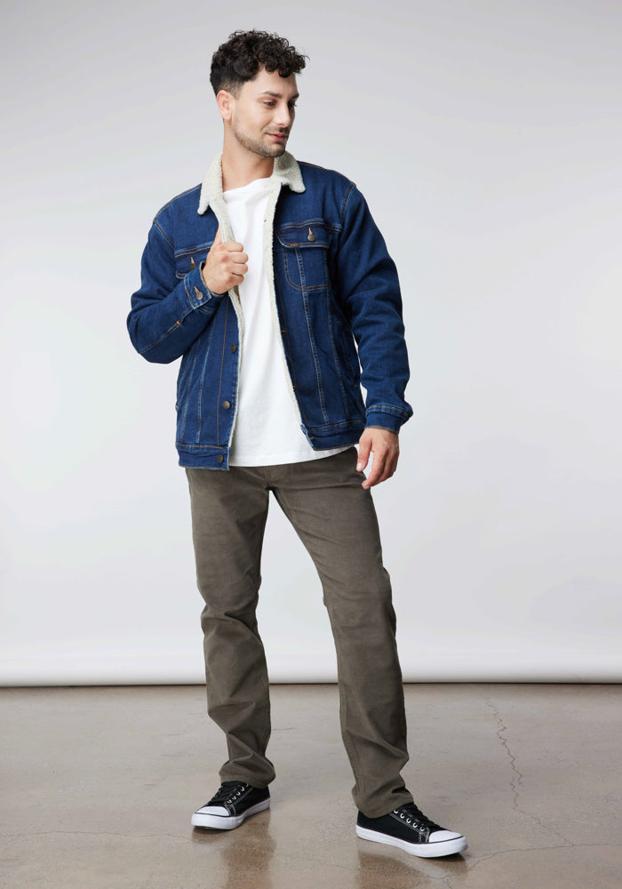 Pantalón Hombre Daren Regular Straight Fit Cotelé Dusty Olive