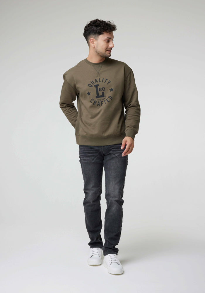 Poleron Lee Crew Militar Green