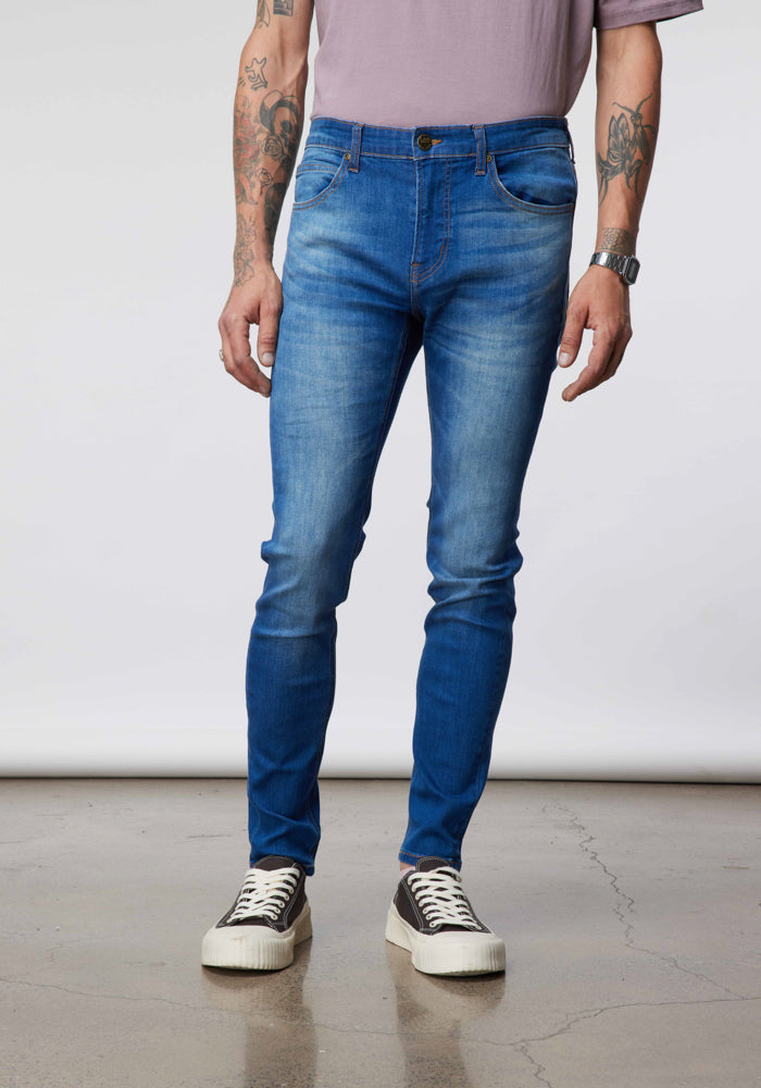 Jeans Hombre Malone Skinny Fit Mid Stone Worn