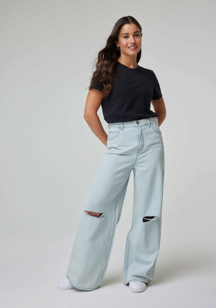 Jeans Mujer Tiro Alto Drew Relaxed Fit Destructed Off Flights
