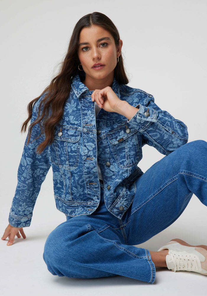 Chaqueta Cropped Printed Jacket Tropical Denim