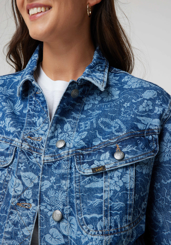 Chaqueta Cropped Printed Jacket Tropical Denim