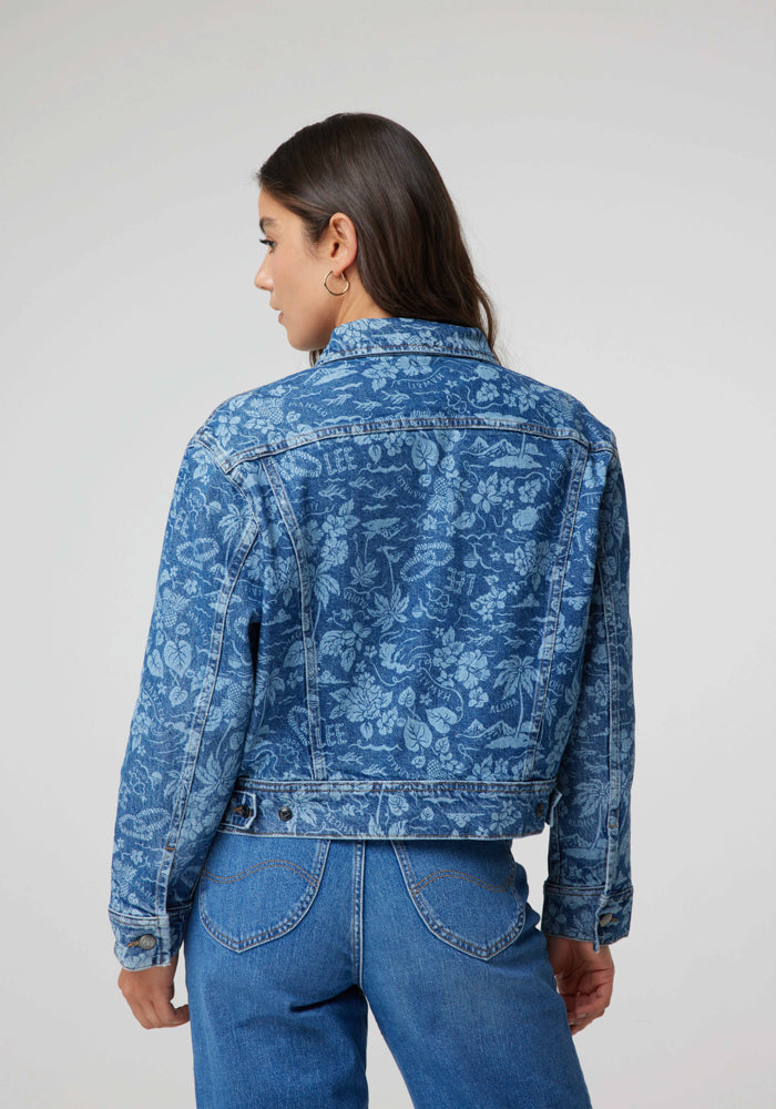 Chaqueta Cropped Printed Jacket Tropical Denim