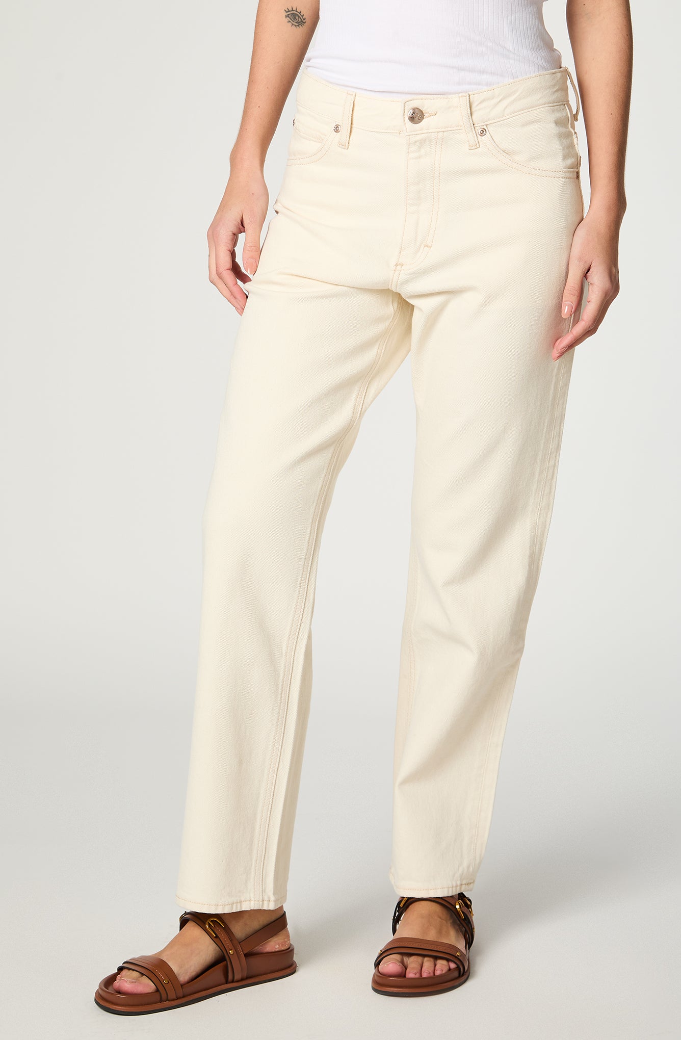 Jeans Tiro Alto Rider Classic Straight A Light Rinse
