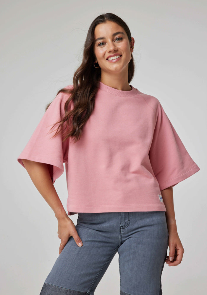 Polerón Cropped Raglan Sweatshirt Cassie Pink