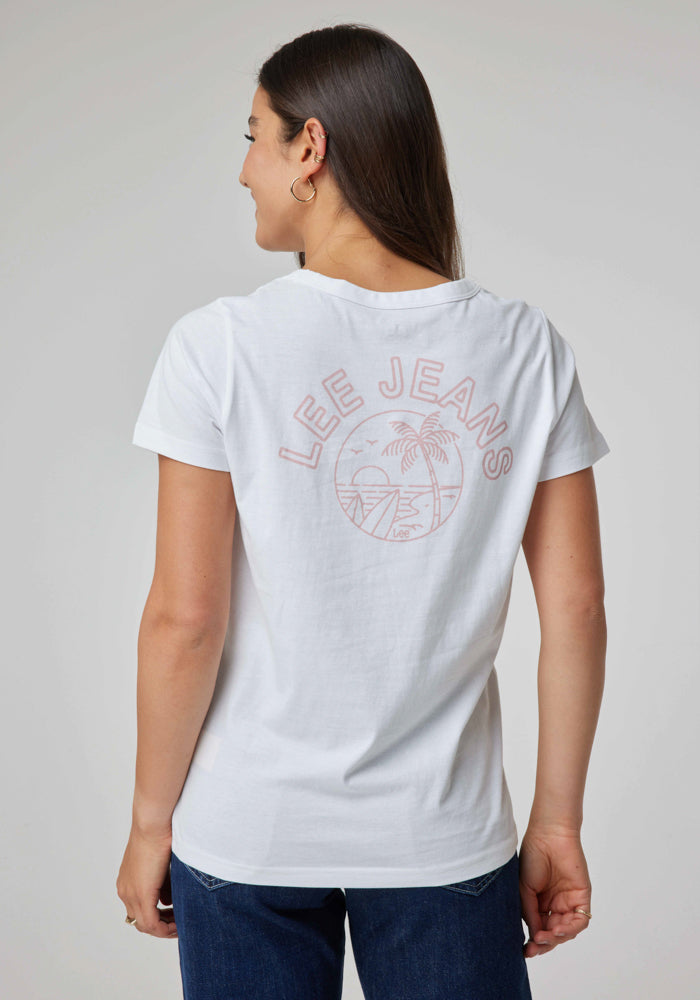 Polera Graphic Beach Tee Bright White