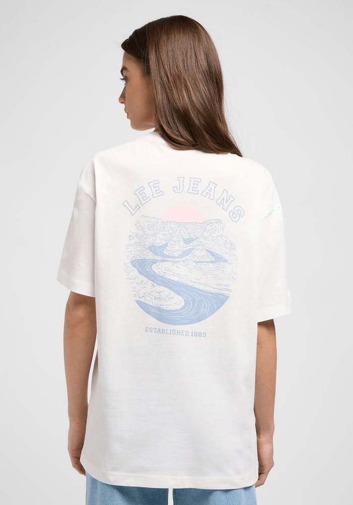 Polera Loose Graphic Beach Tee Ecru