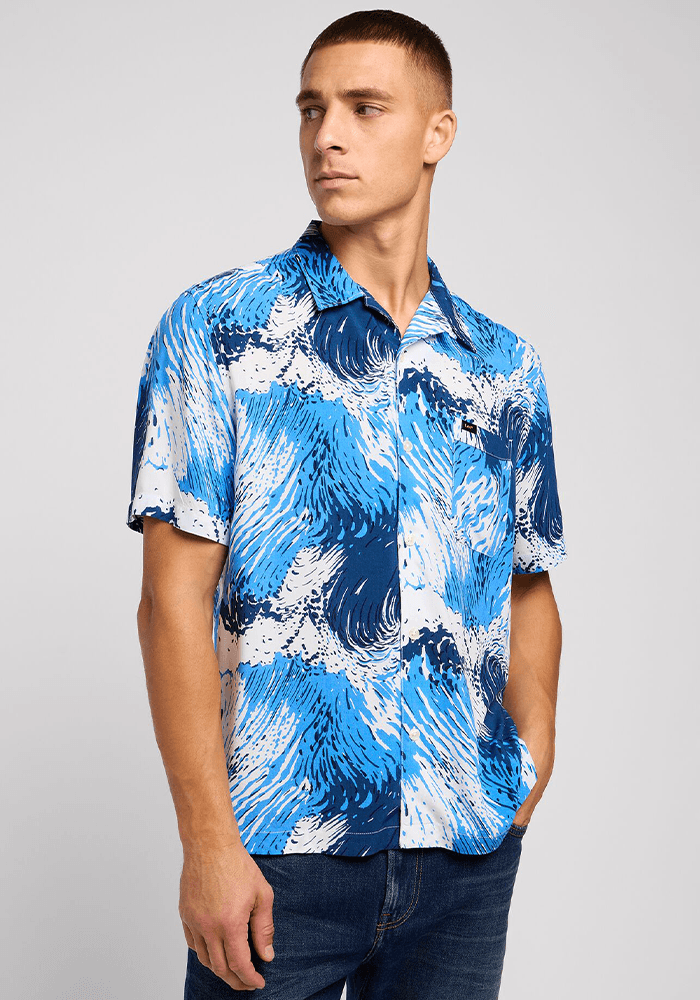 Camisa Manga Corta Resort Shirt Atlantic Water Print