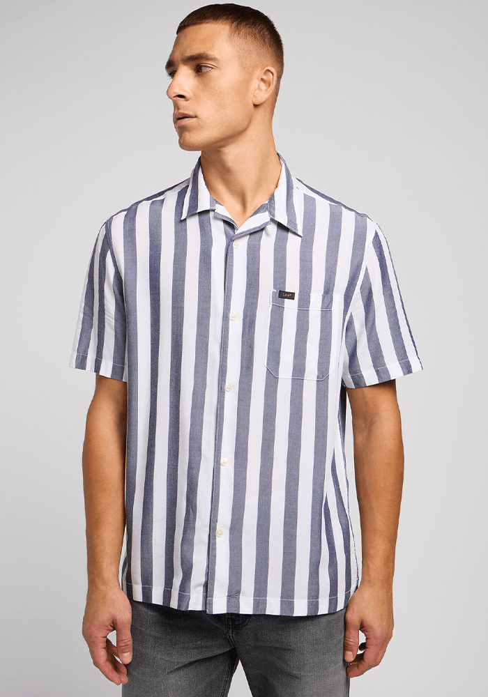 Camisa Manga Corta Resort Shirt Surf Blue Awning Stripe