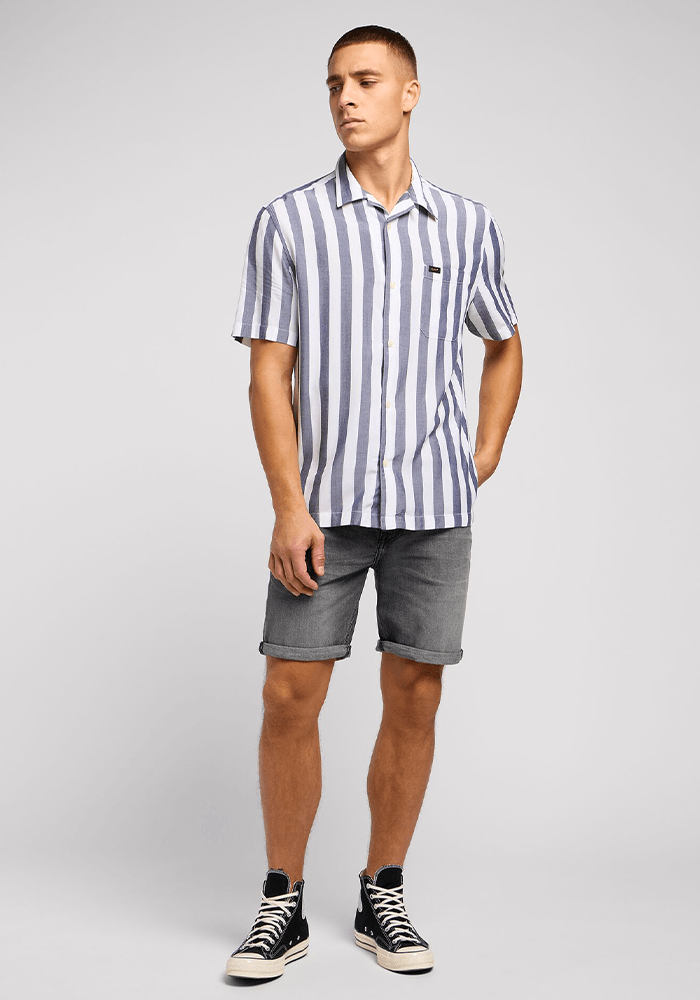 Camisa Manga Corta Resort Shirt Surf Blue Awning Stripe