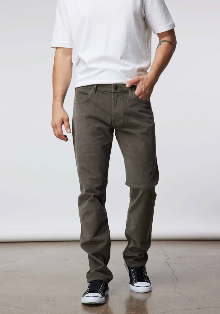 Pantalón Hombre Daren Regular Straight Fit Cotelé Dusty Olive