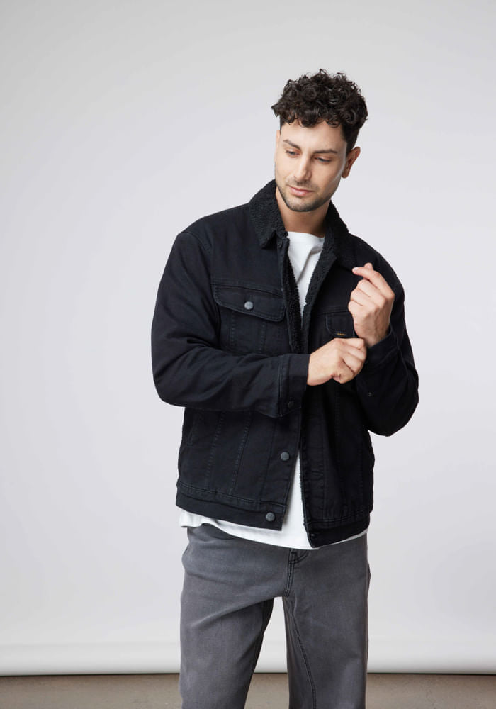 Chaqueta Hombre Rider Sherpa Jacket Denim Black