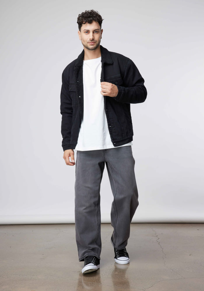 Chaqueta Hombre Rider Sherpa Jacket Denim Black