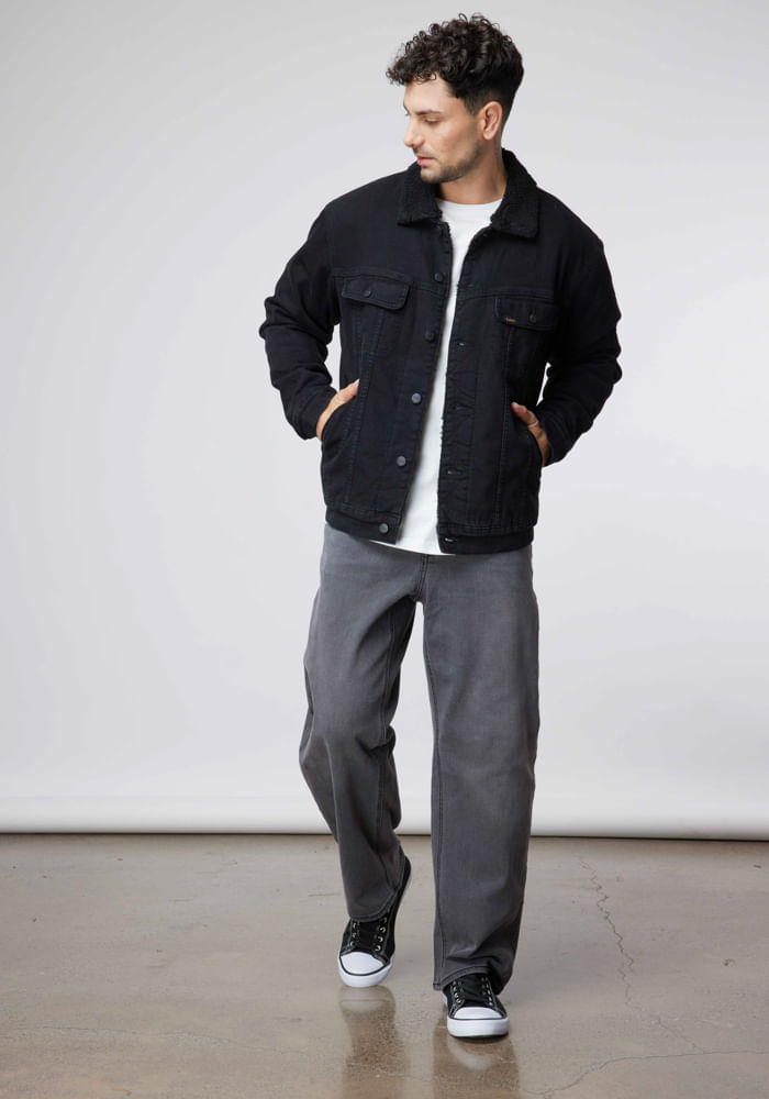 Chaqueta Hombre Rider Sherpa Jacket Denim Black
