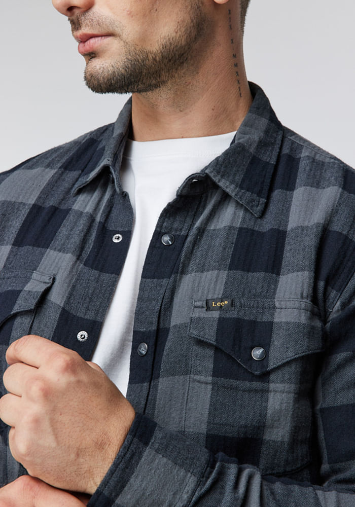 Camisa Hombre Lee Clean Static Gray