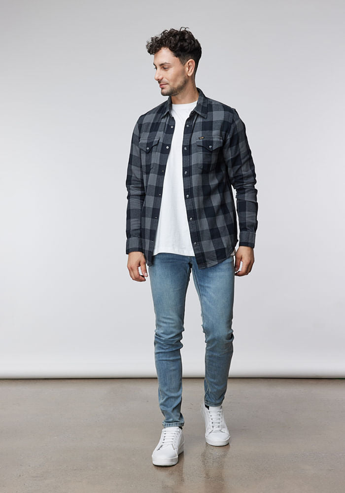 Camisa Hombre Lee Clean Static Gray