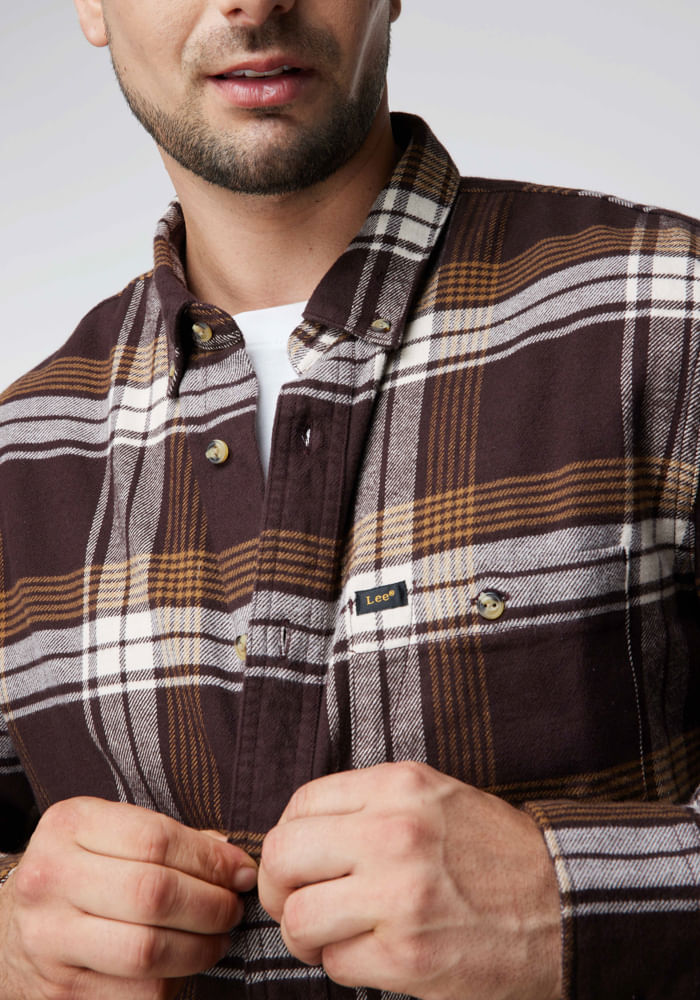 Camisa Hombre Riveted Brown