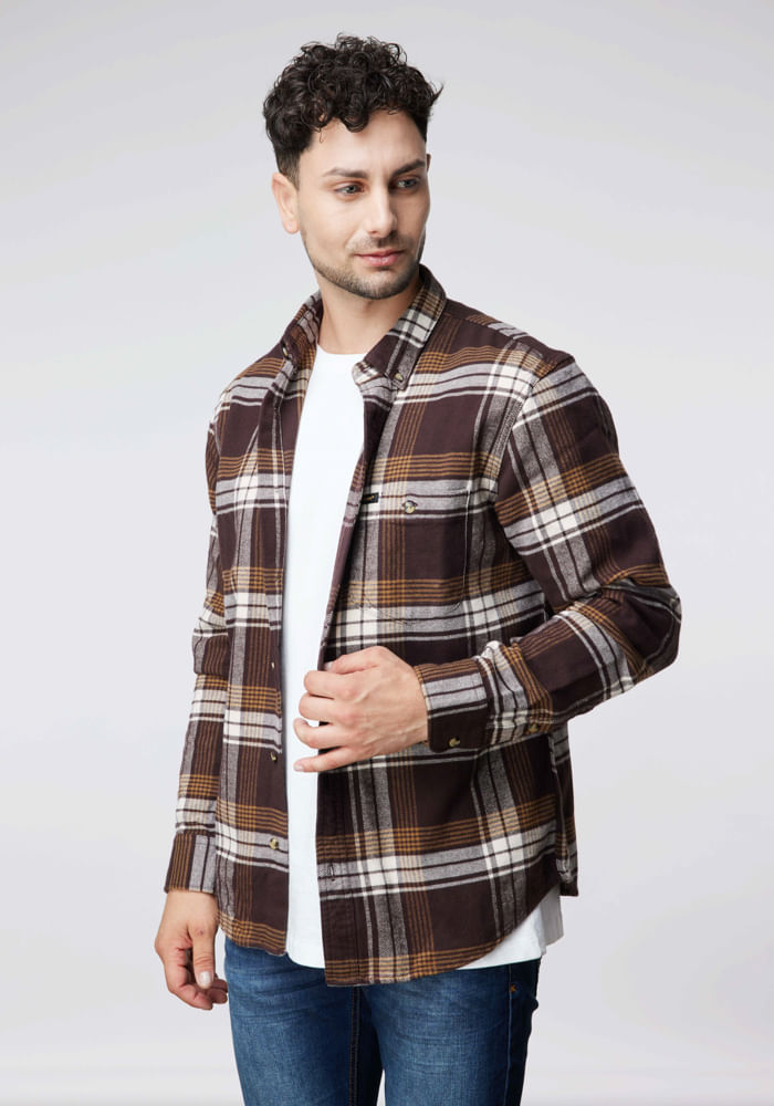 Camisa Hombre Riveted Brown