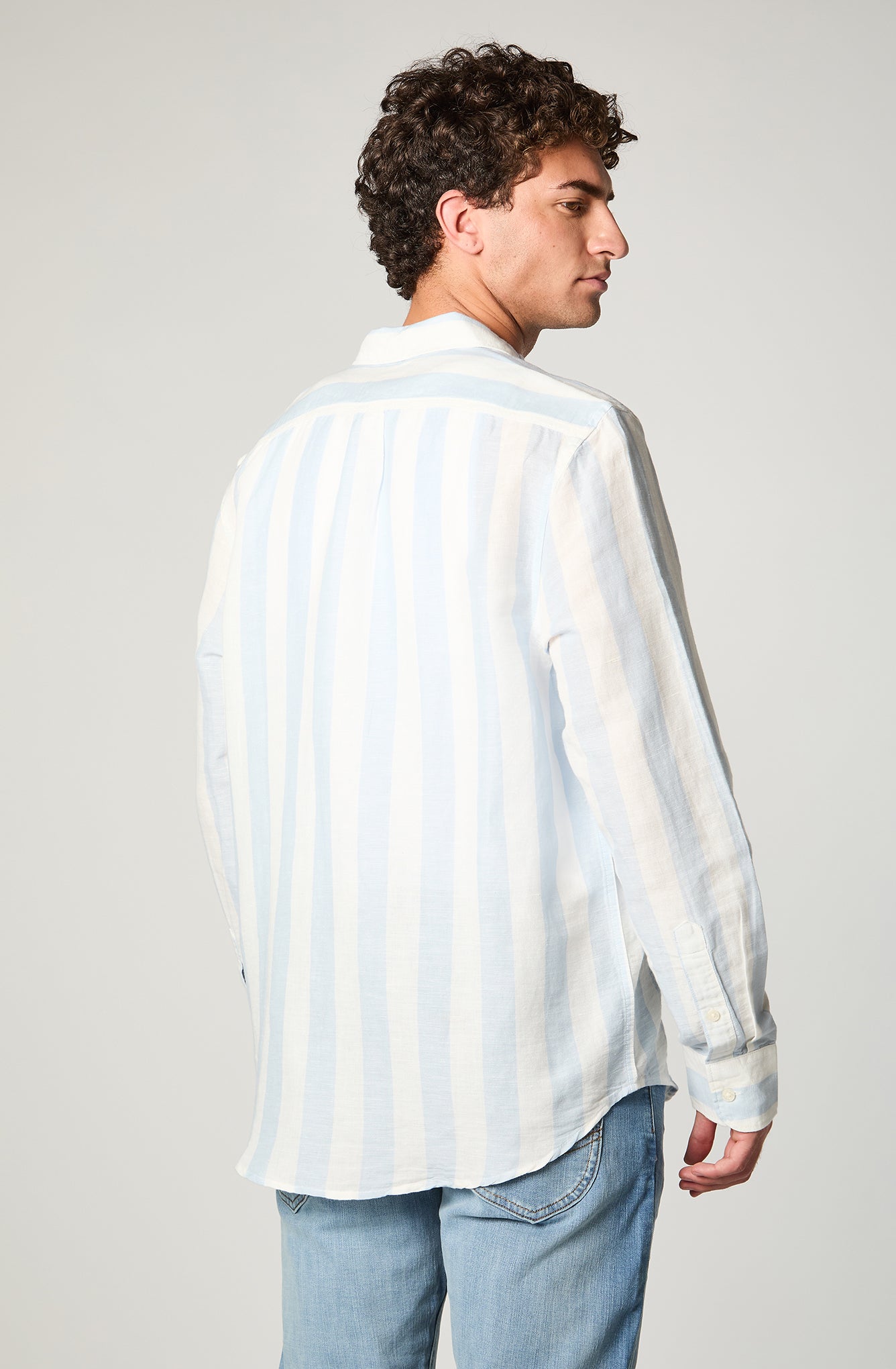Camisa Hombre Patch Clean Linen Celeste