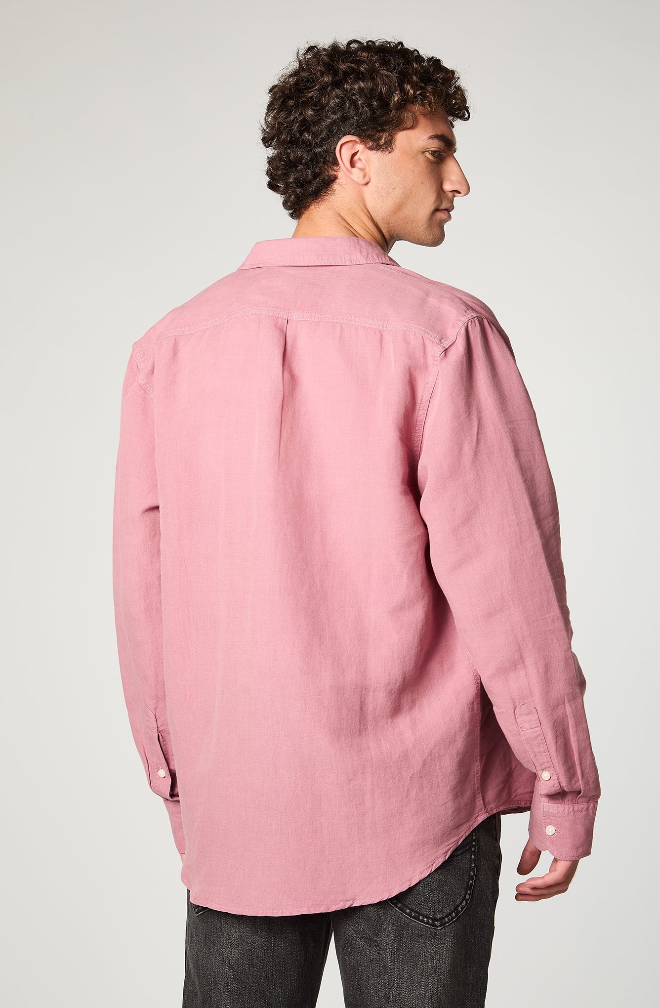 Camisa Hombre Patch Shirt / Ls Clean Linen Rosado