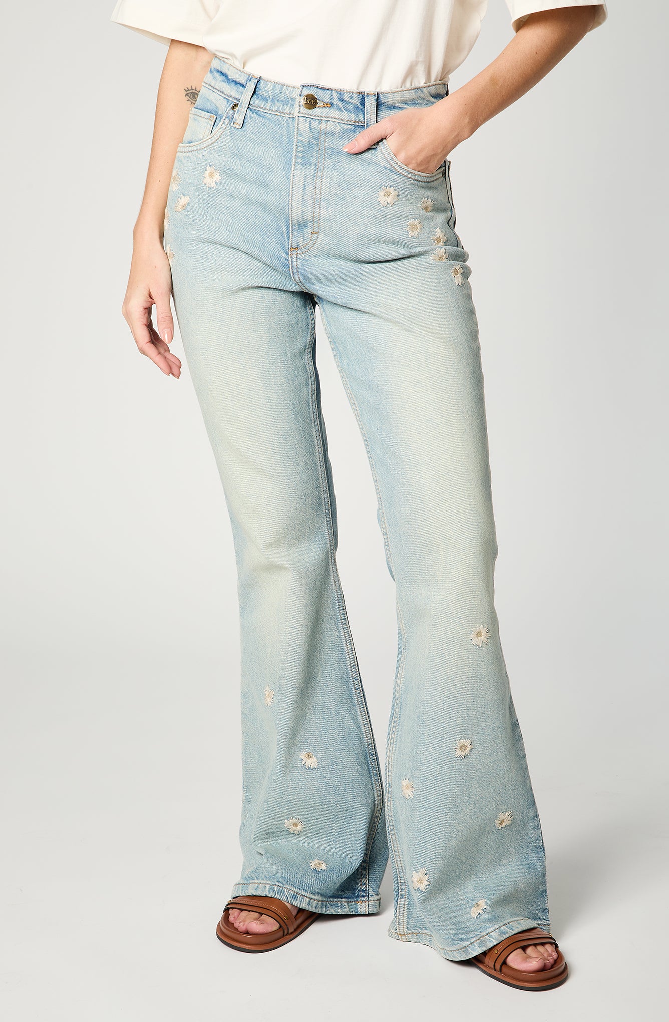 Jeans Mujer Flare Celeste