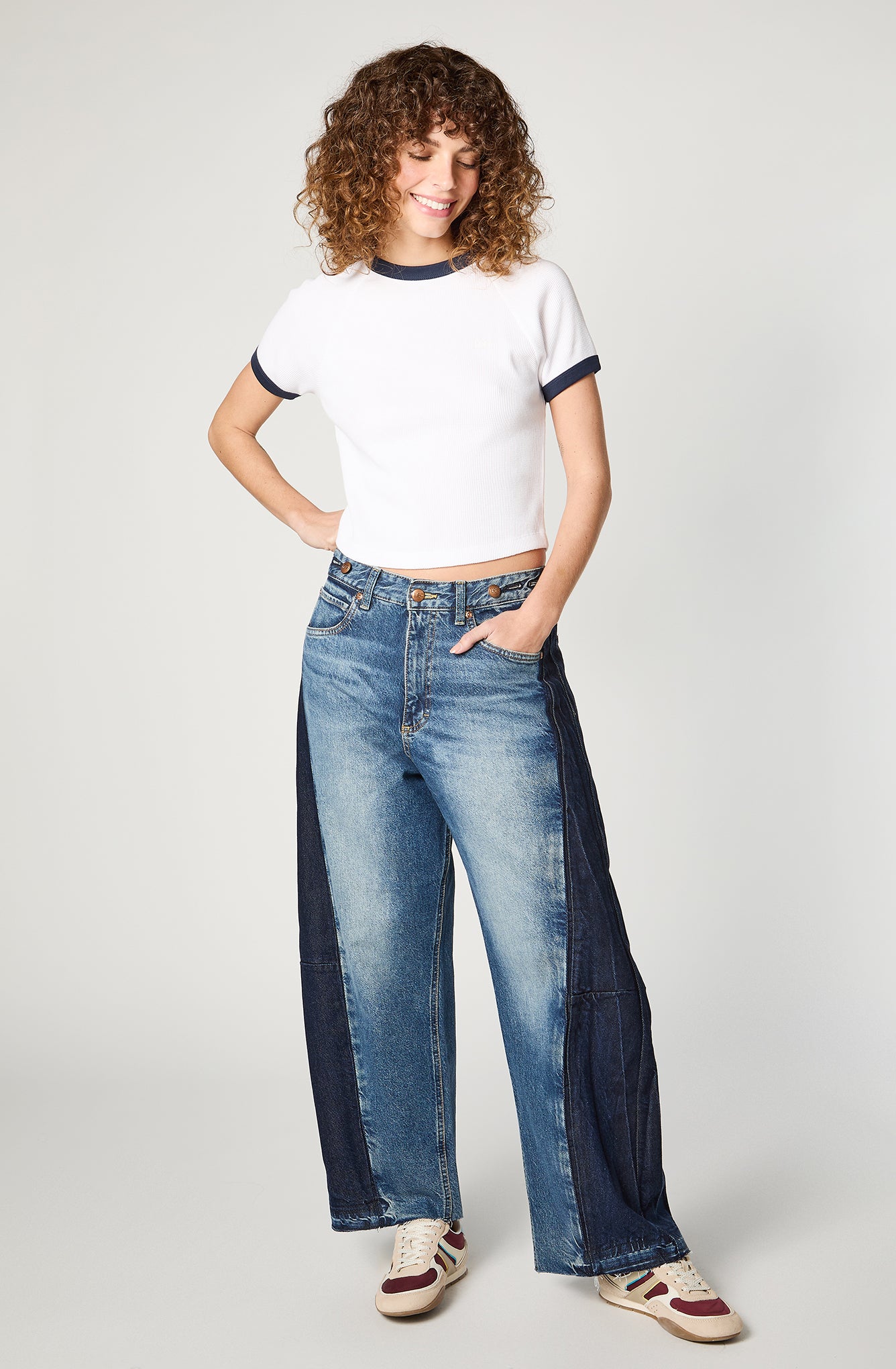 Polera Mujer Ringer Raglan Tee Blanco