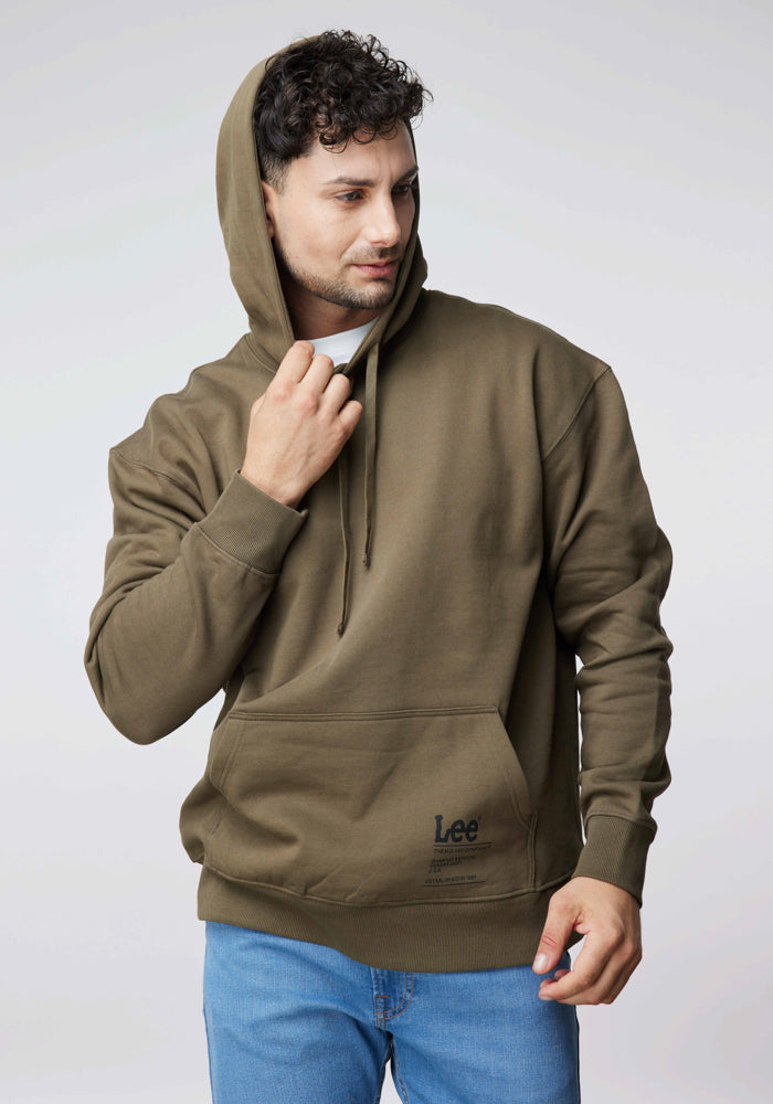 Poleron Lee Logo Hoodie Militar Green