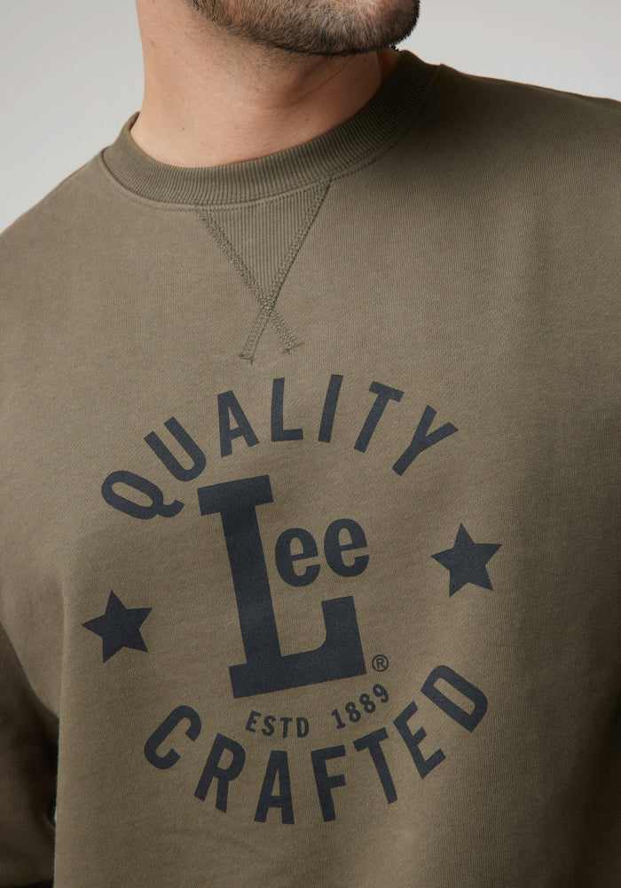 Poleron Lee Crew Militar Green