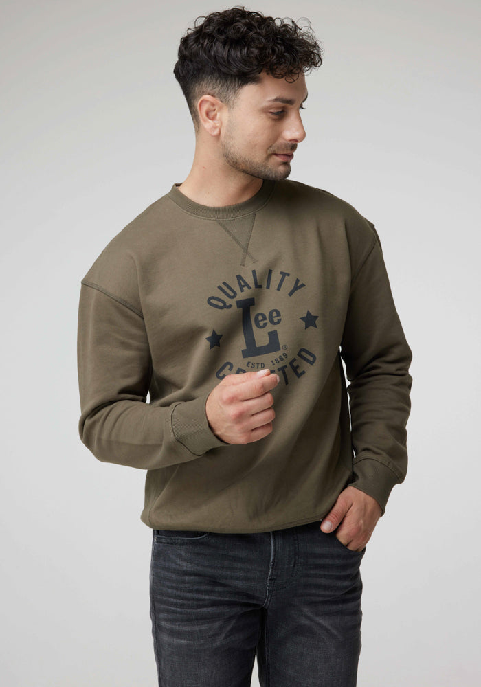Poleron Lee Crew Militar Green