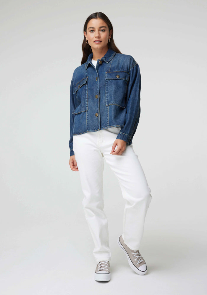 Jeans Mujer Tiro Alto Carol Straight Fit Ecru