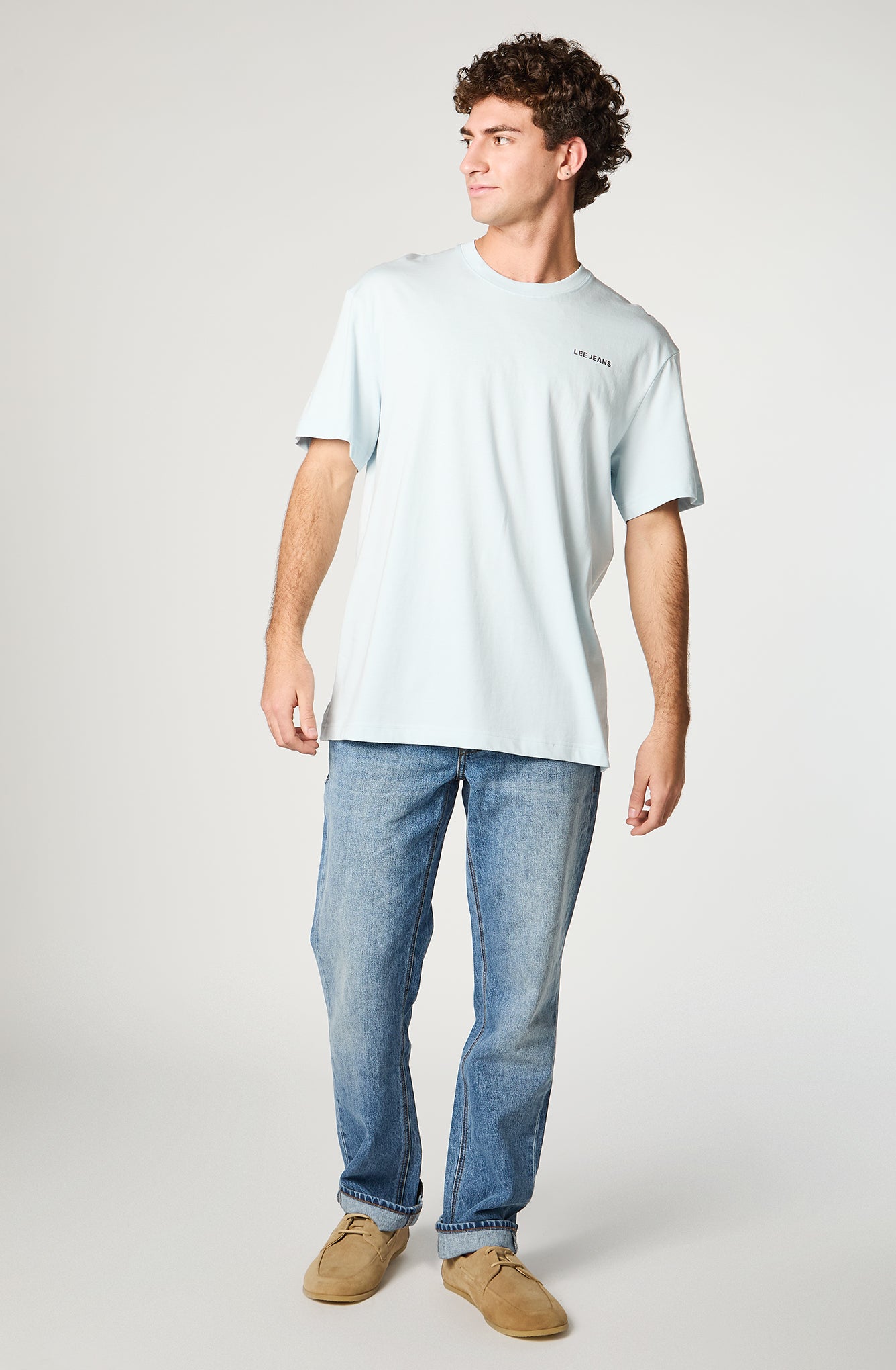 Polera Hombre Lee Jeans Celeste
