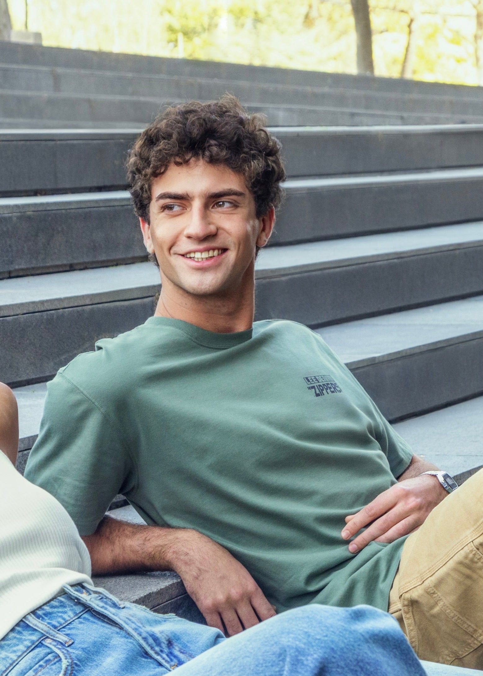 Polera Hombre Relaxed Zippers Verde