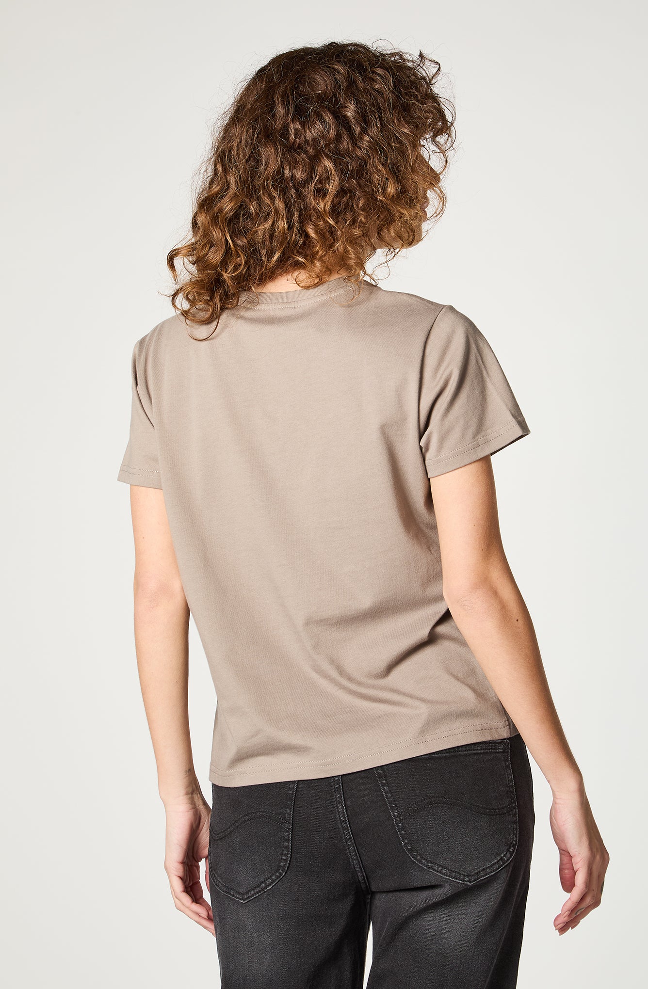 Polera Mujer One Pocket Embroidery Café