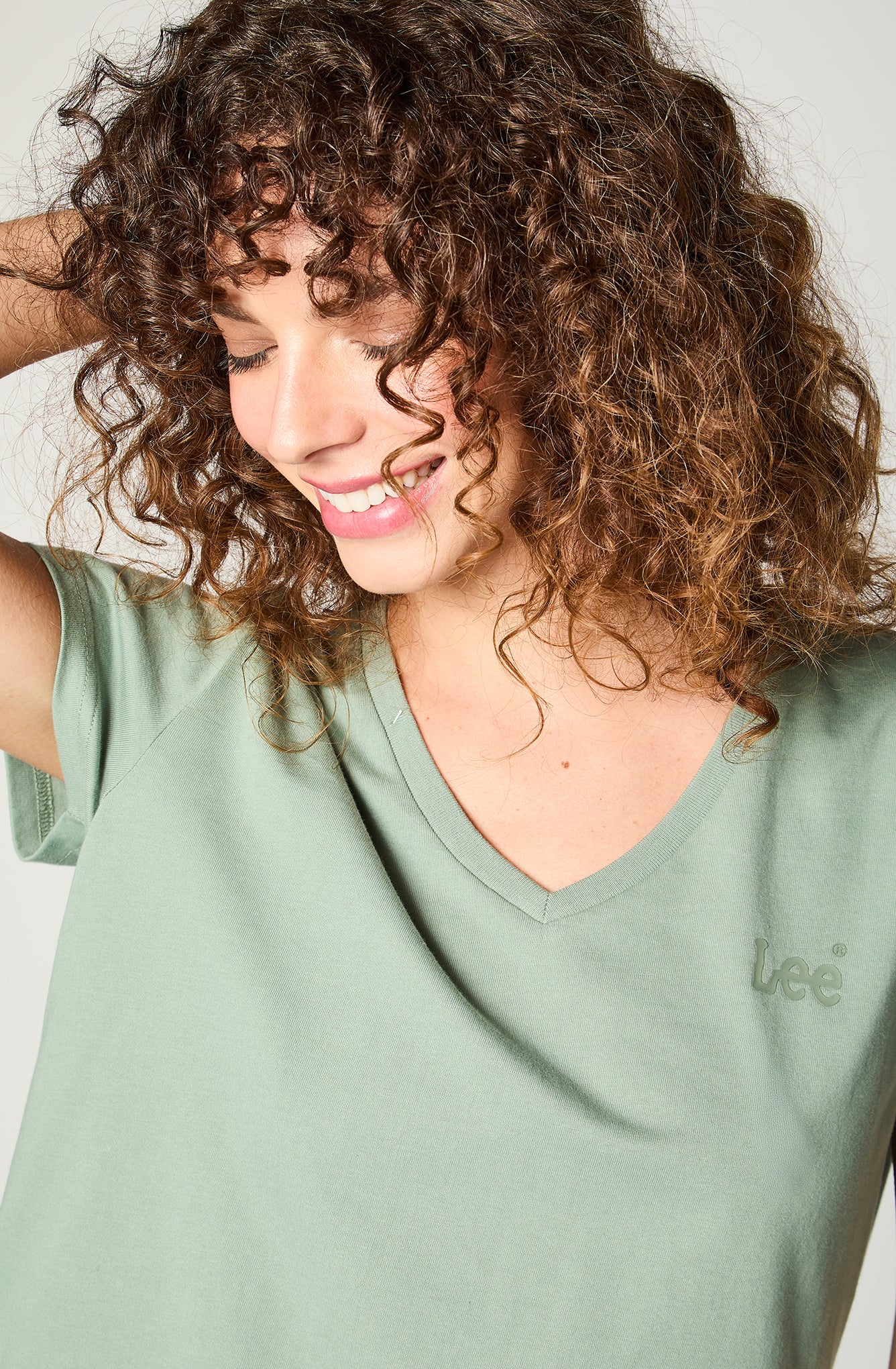 Polera Mujer Relaxed V Neck Verde