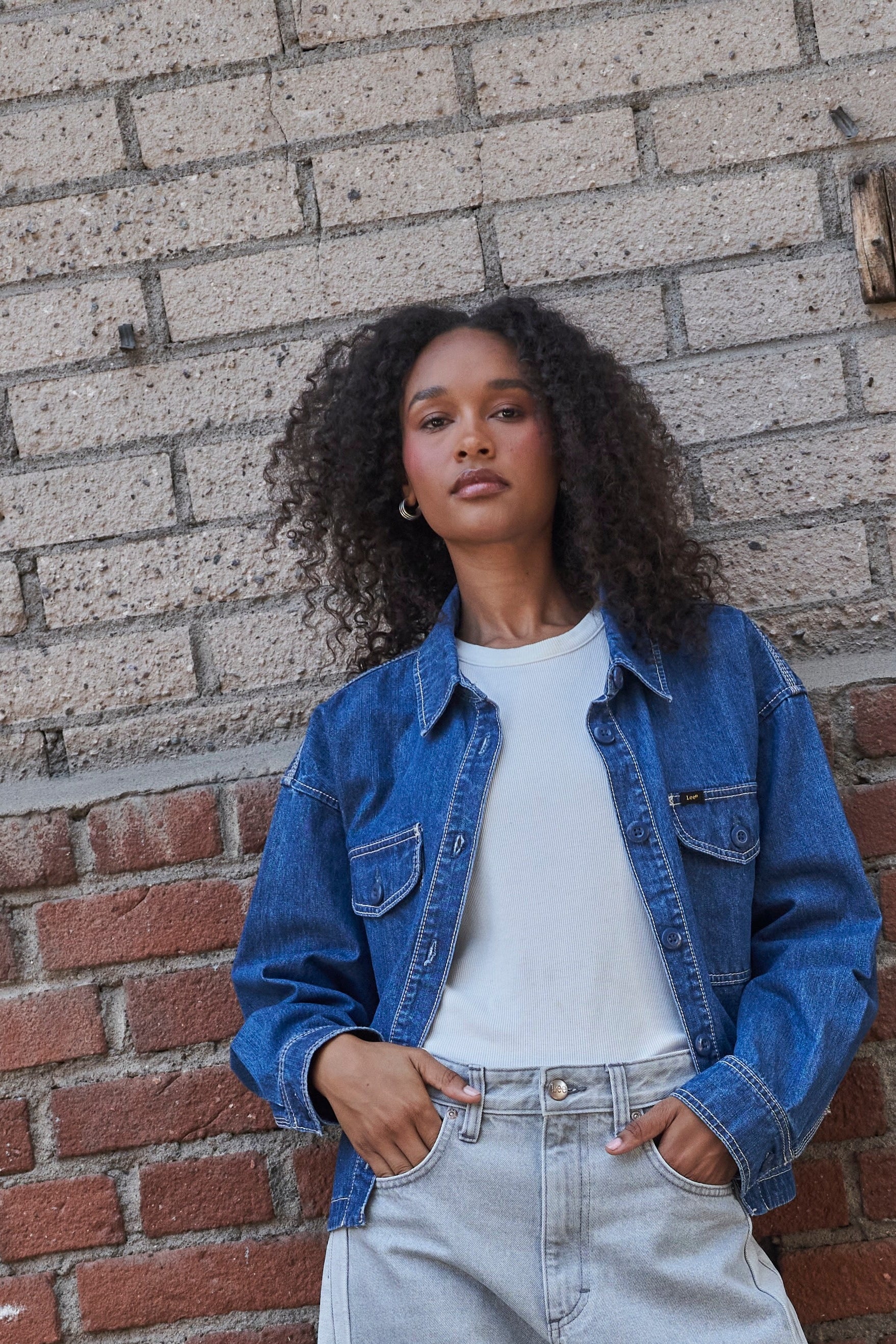 Chaqueta Mujer Crop Azul Utility