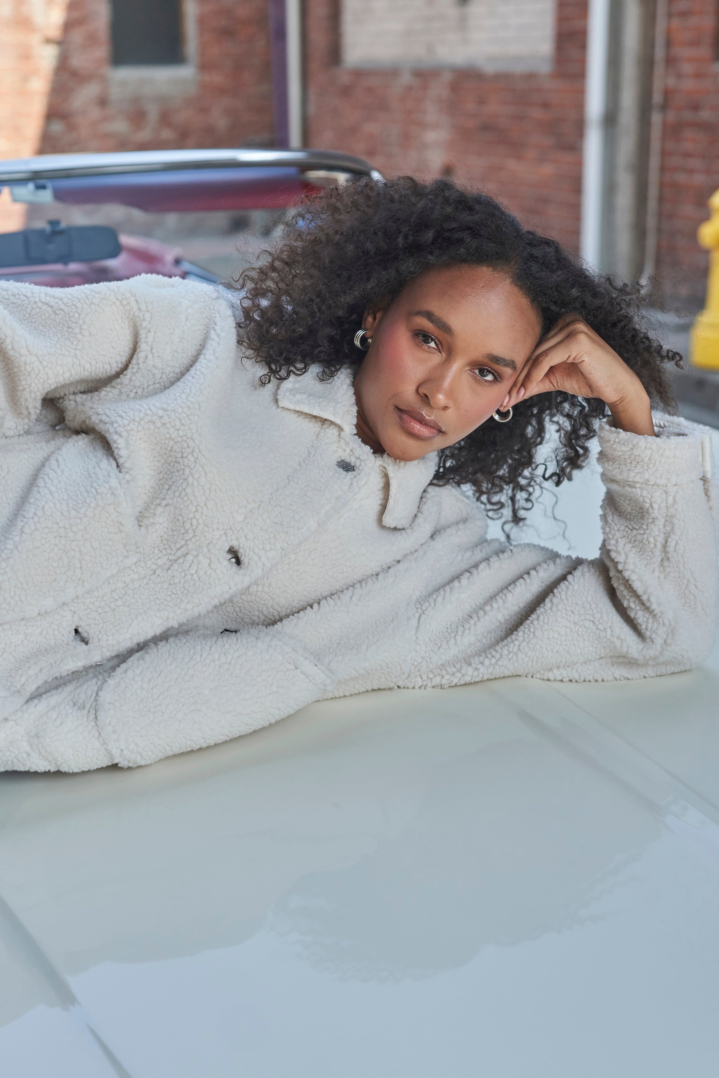 Chaqueta Mujer Crop Ecru Sherpa