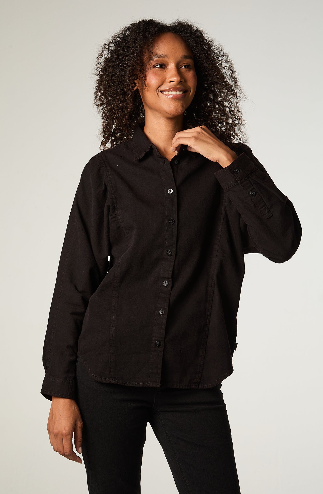 Blusa Mujer Volume Sleeve Shirt Black Yonder
