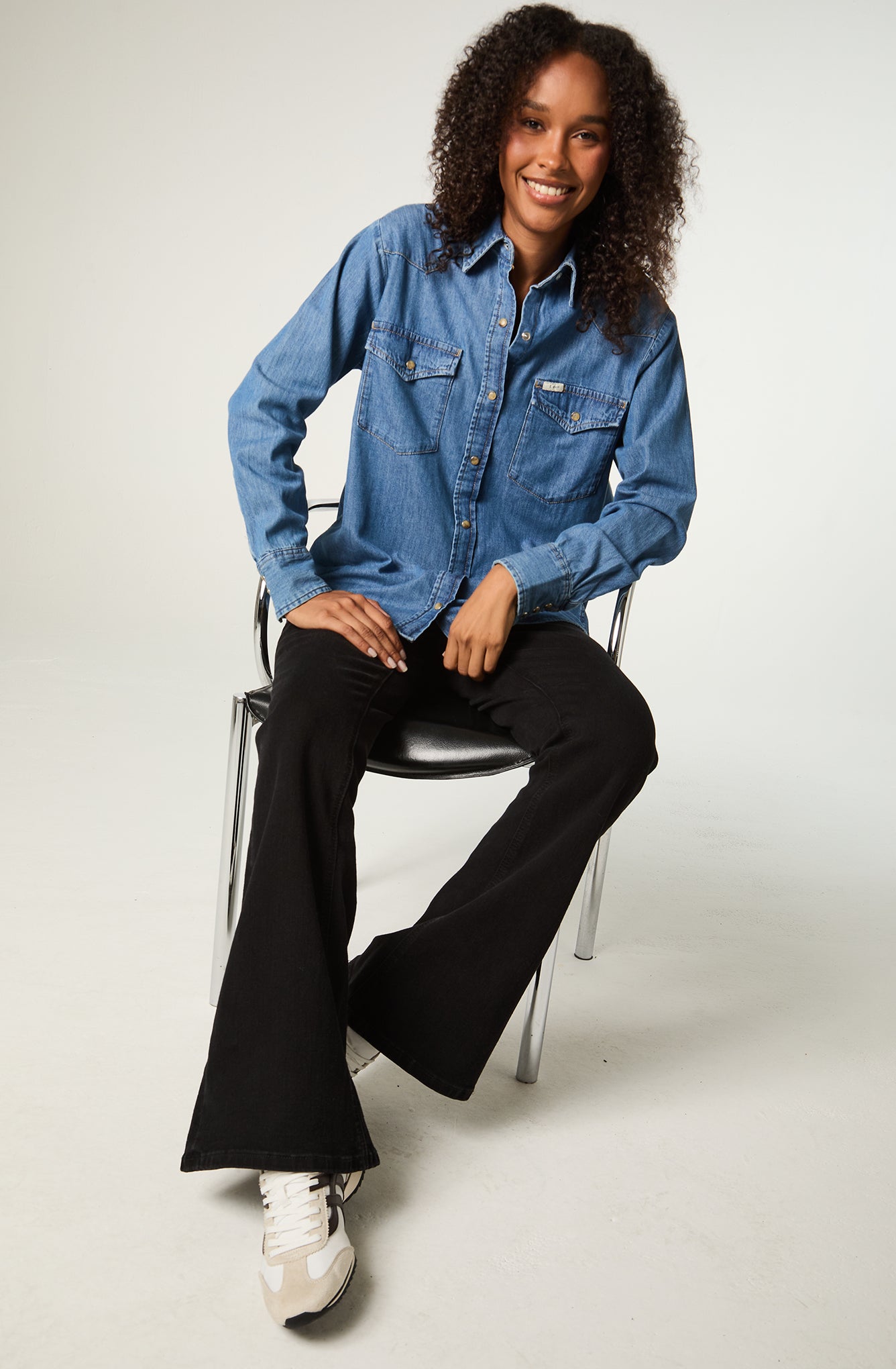 Camisa Mujer Regular Western Azul