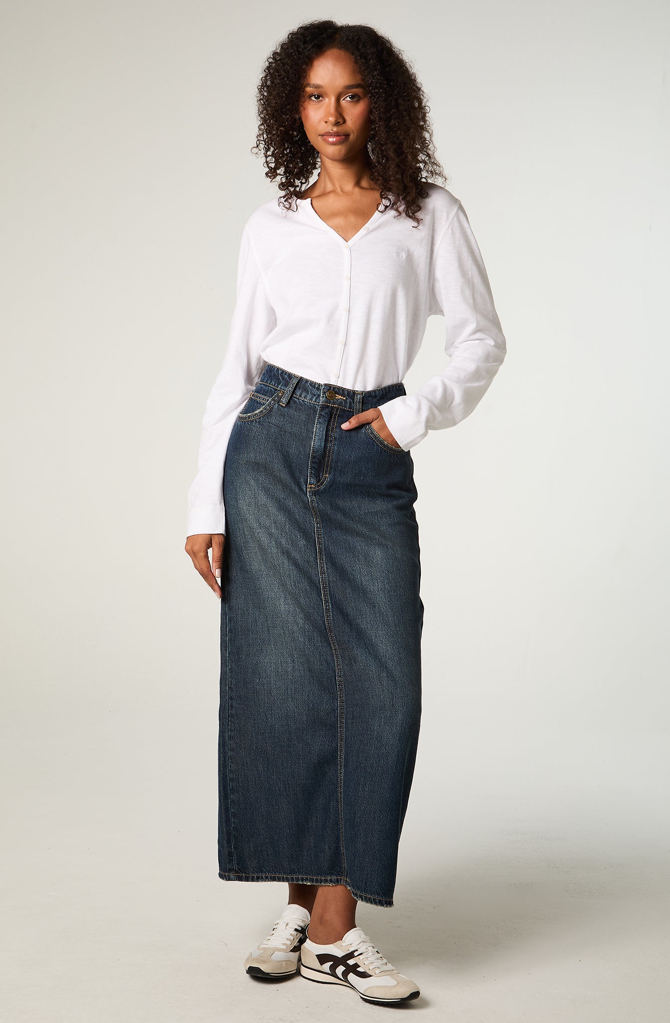 Polera ML Mujer Regular Ecru Henley