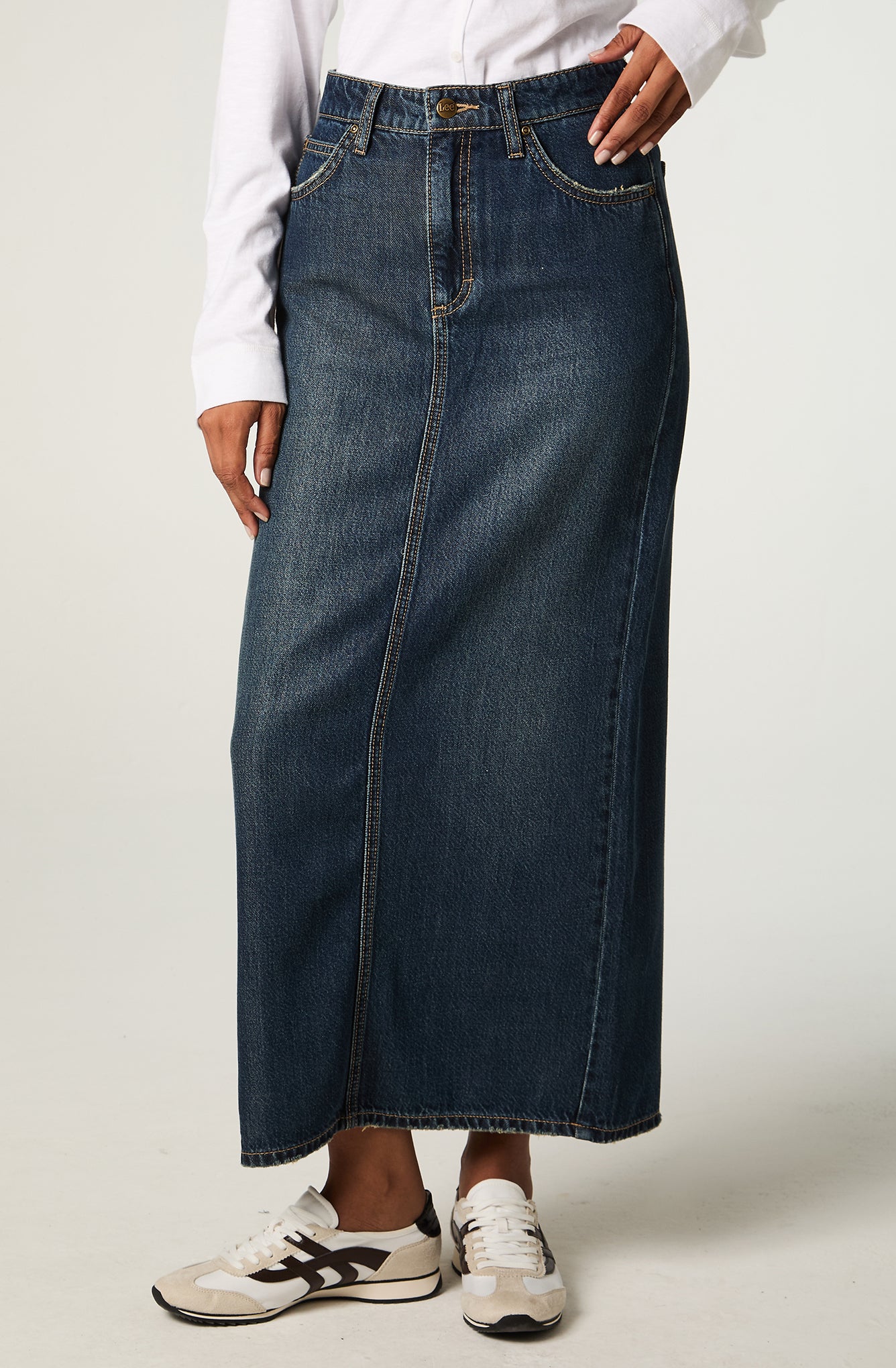 Falda Mujer Maxi Azul Straight