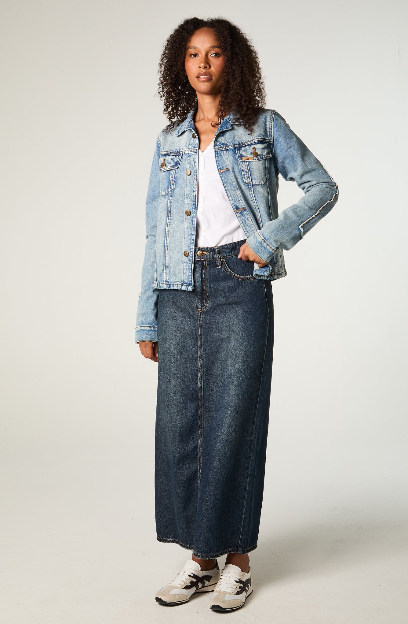 Falda Mujer Maxi Azul Straight