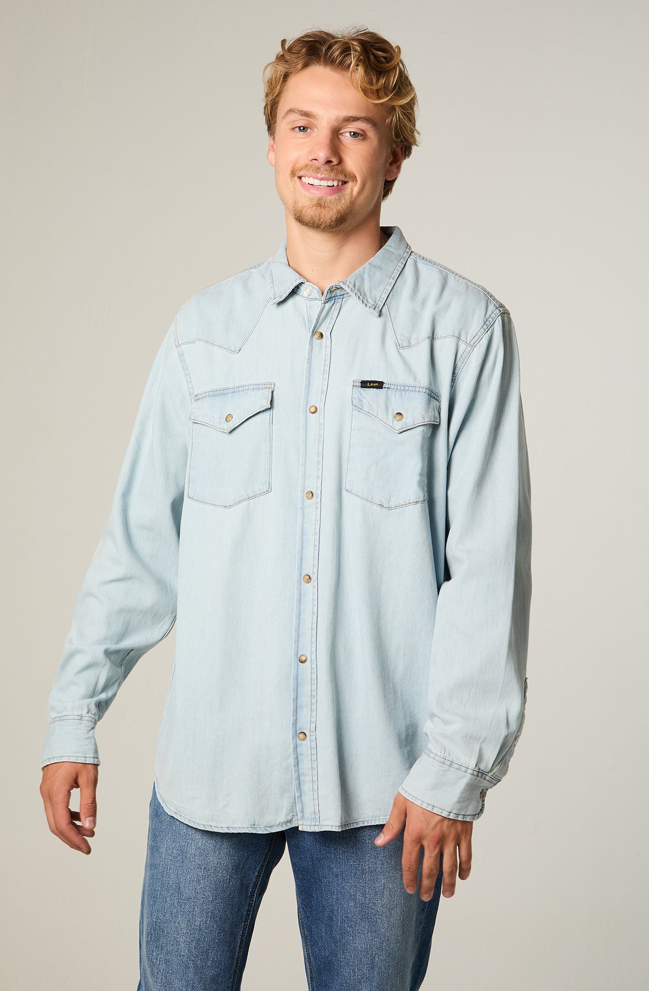 Camisa Hombre Regular Western Celeste