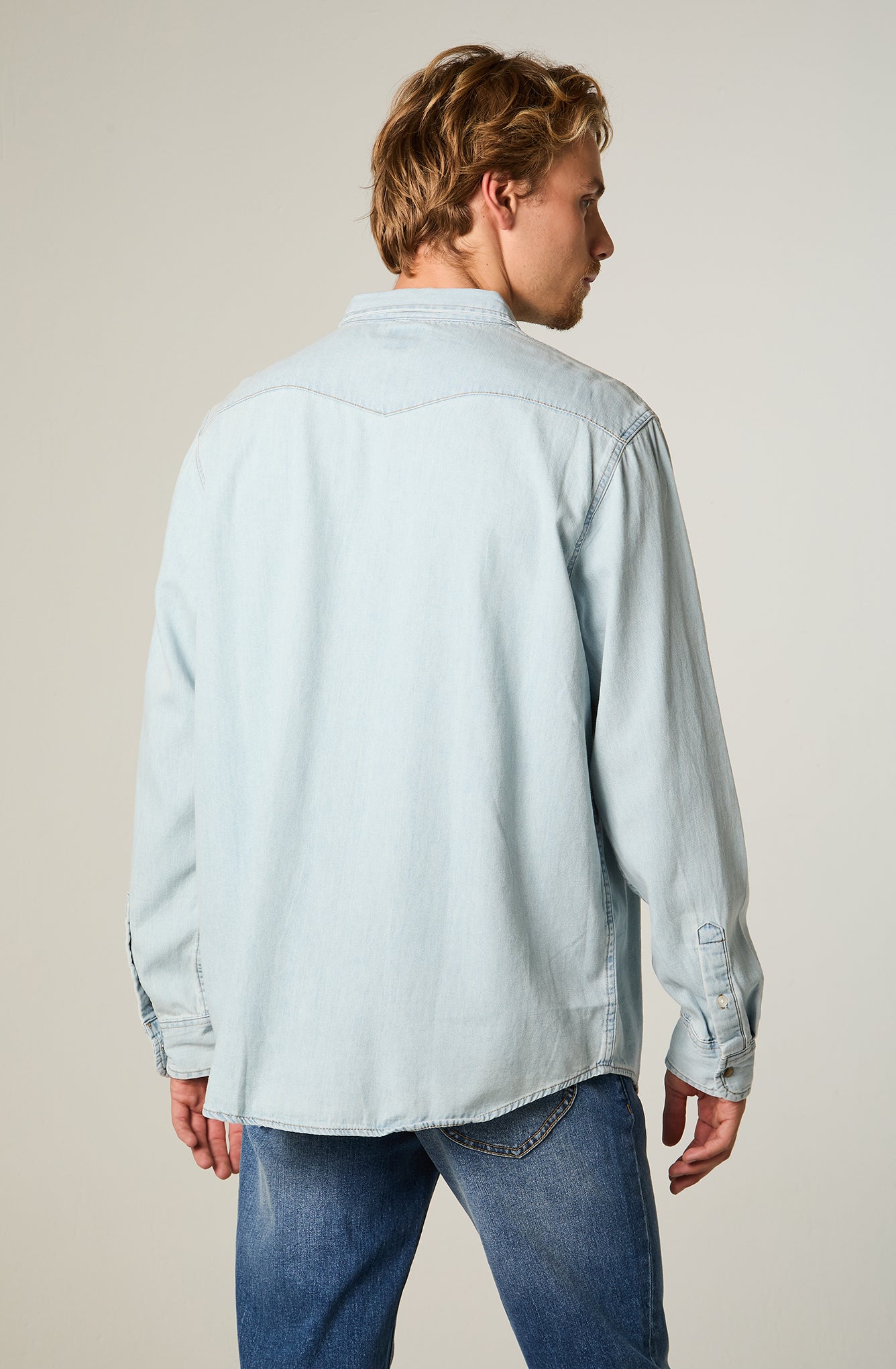 Camisa Hombre Regular Western Celeste