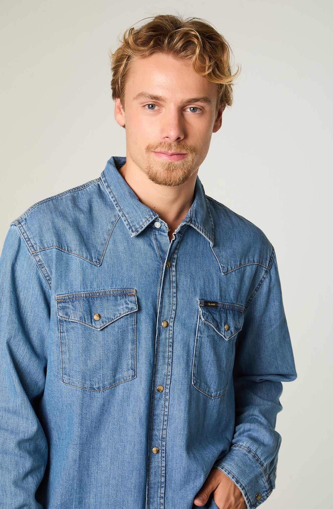 Camisa Hombre Regular Western Azul